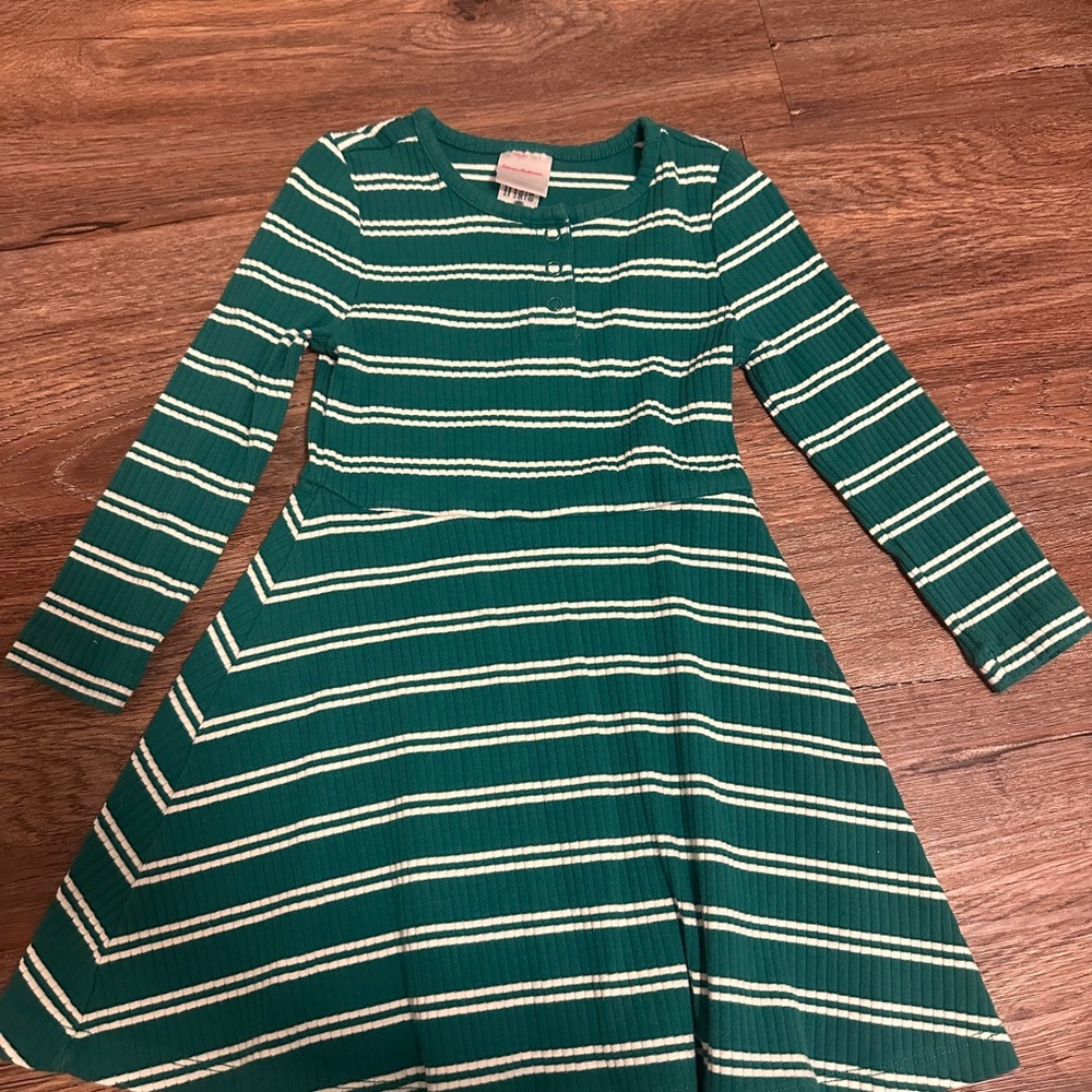 Hanna Andersson Green and White Striped Dress